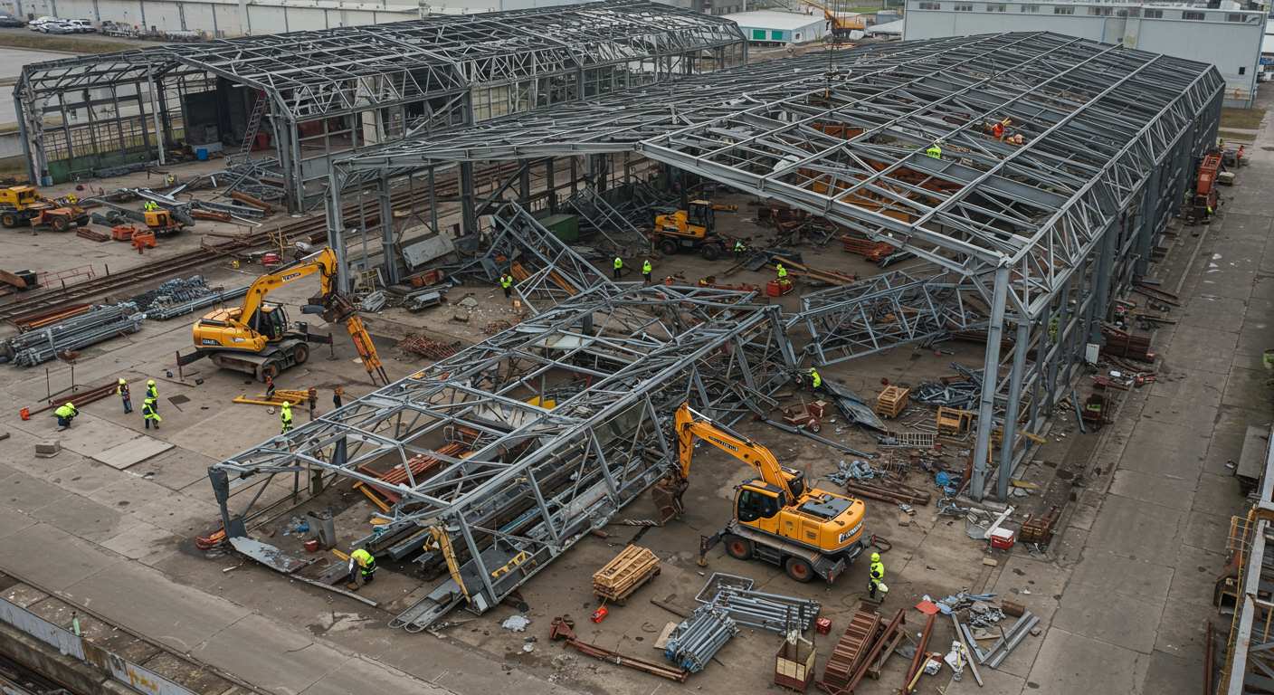 Демонтаж ангаров на территории завода Демонтаж ангаров на заводе