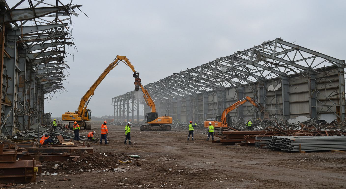 Демонтаж ангара для освобождения площадки