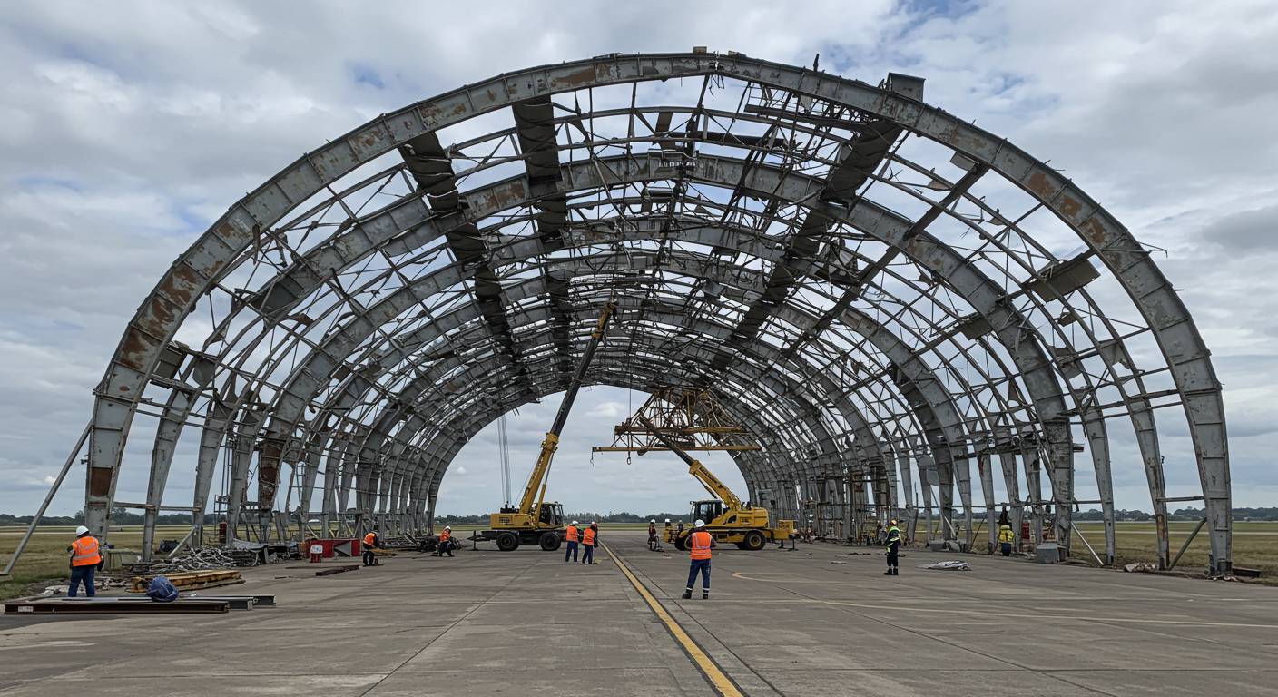 Демонтаж арочного ангара