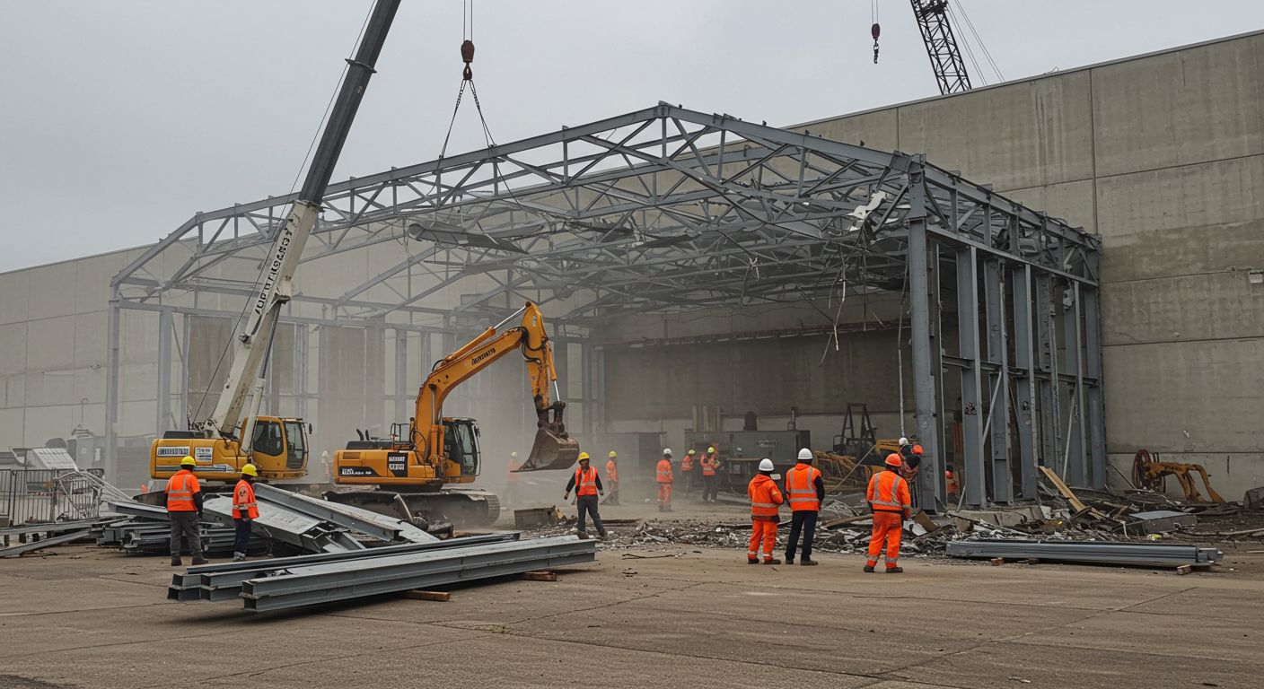 Демонтаж ангара на территории склада