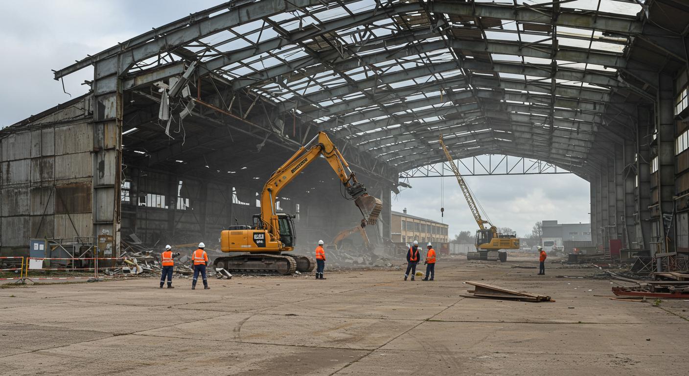 Демонтаж ангара при реконструкции участка