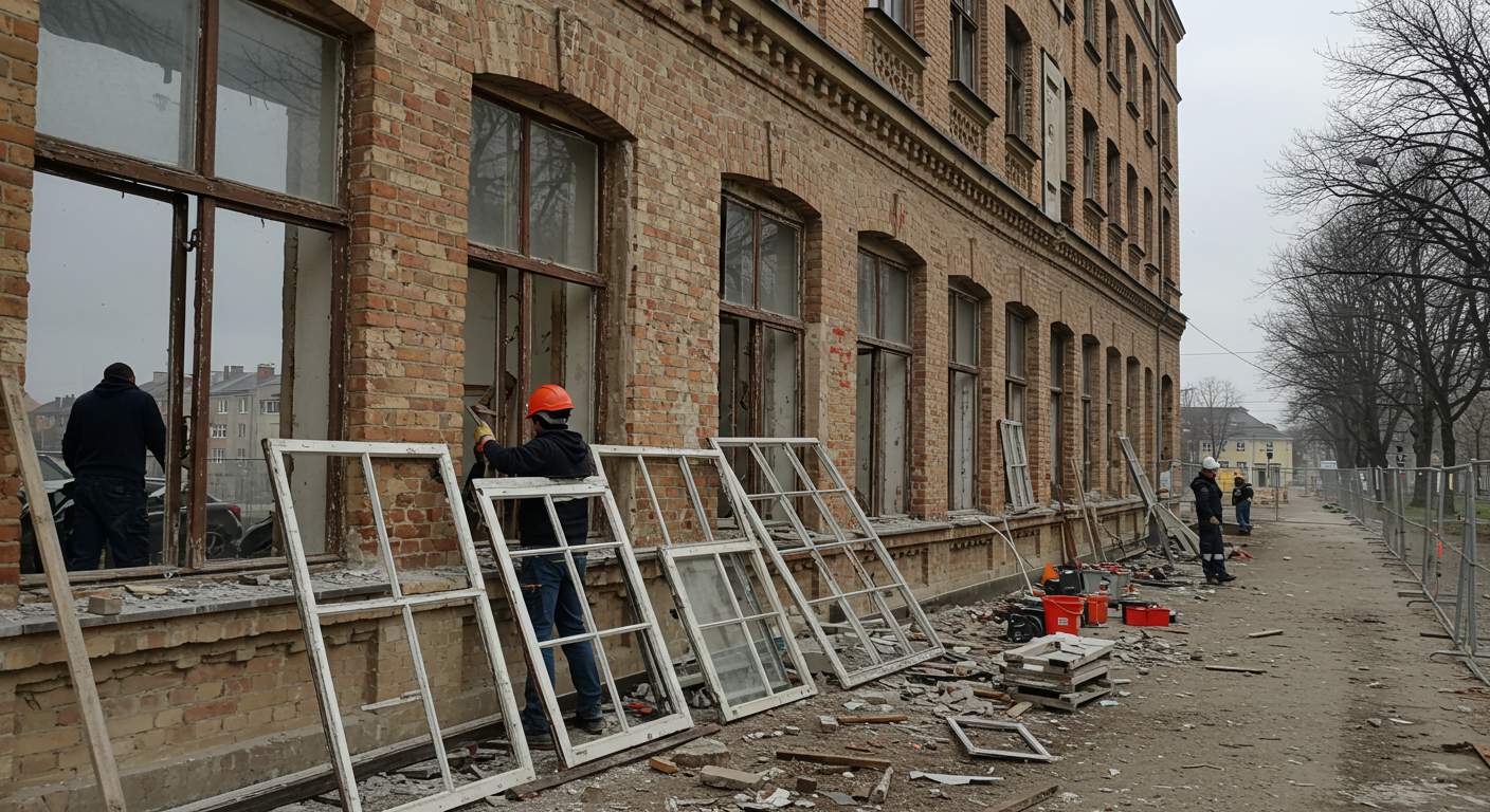 Демонтаж оконной конструкции