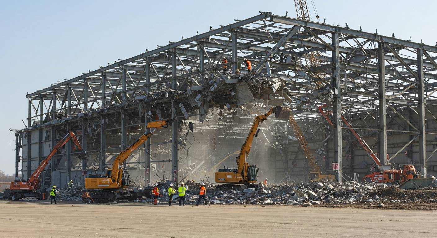Демонтаж ангара для освобождения земли
