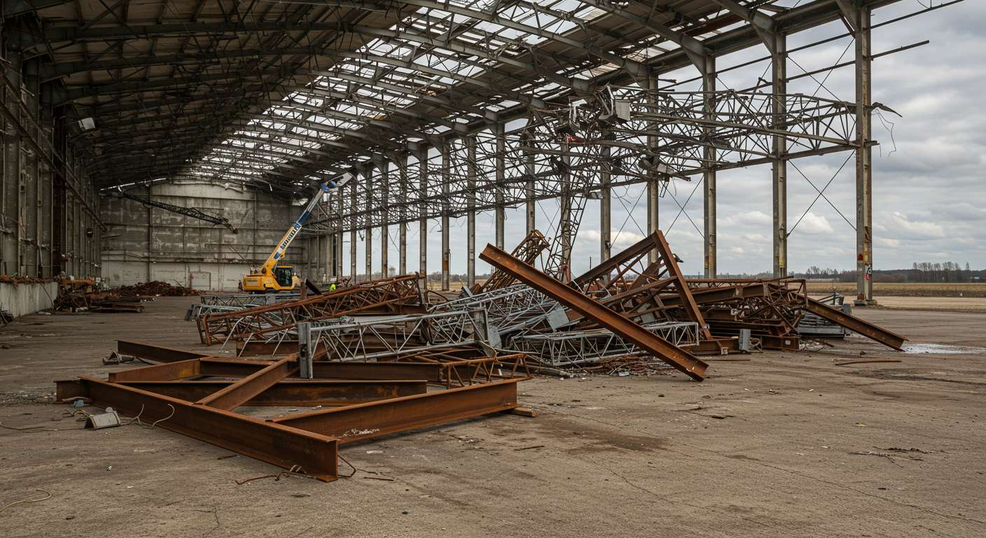 Правильная организация утилизации металлоконструкций Утилизация металлоконструкций после демонтажа ангара