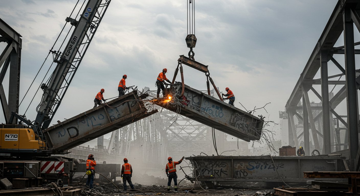 Демонтаж металлического моста
