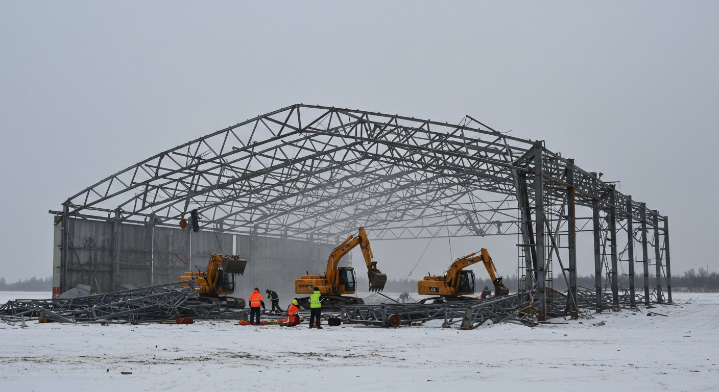 Демонтаж ангаров зимой