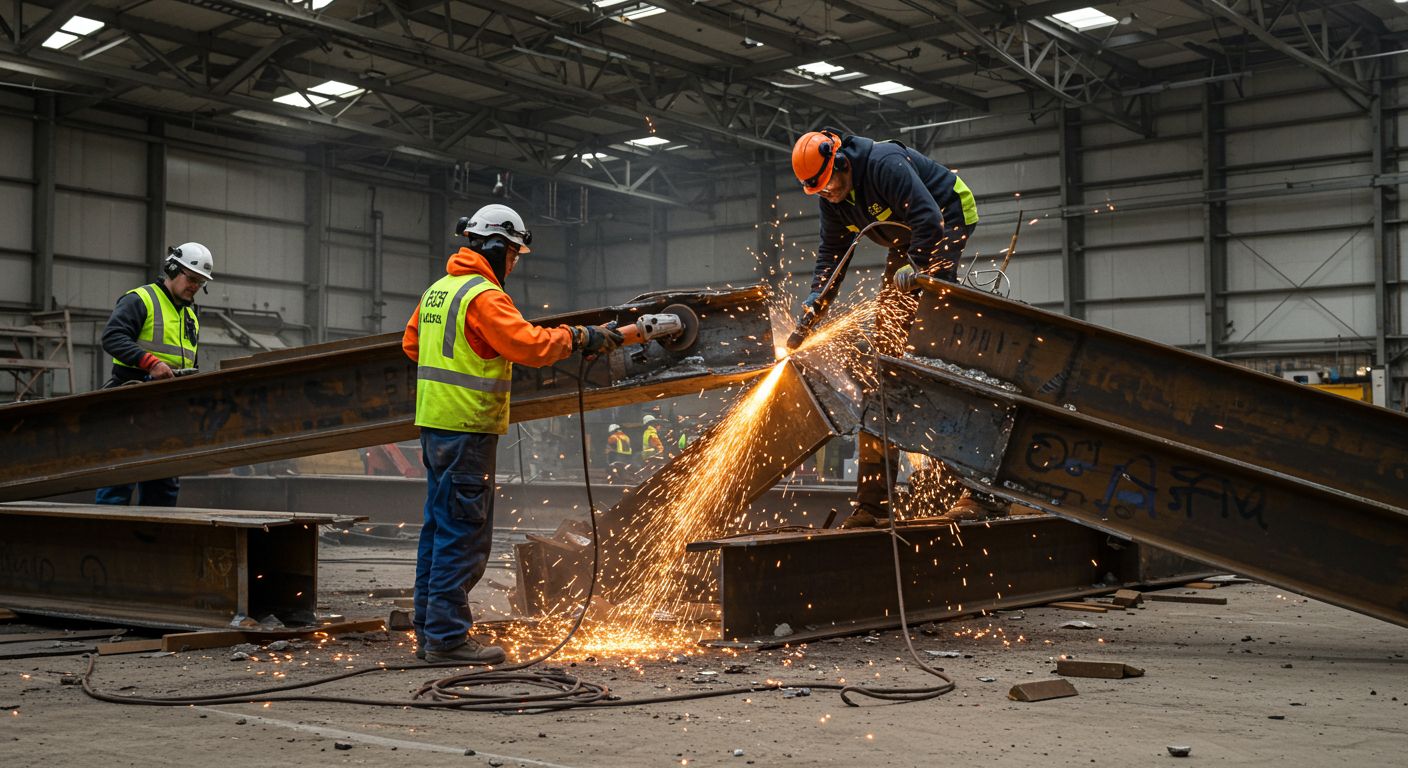 Демонтаж сварных соединений ангаров
