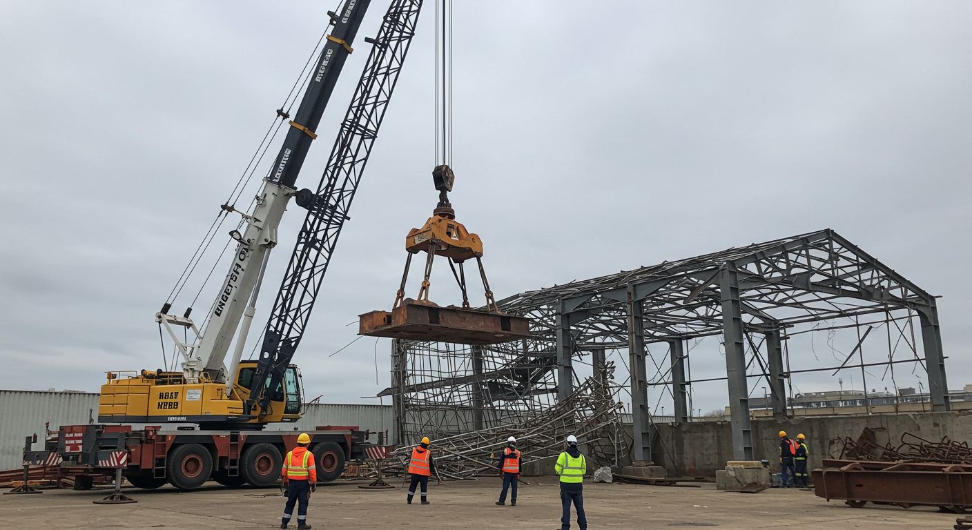 Демонтаж ангаров с краном