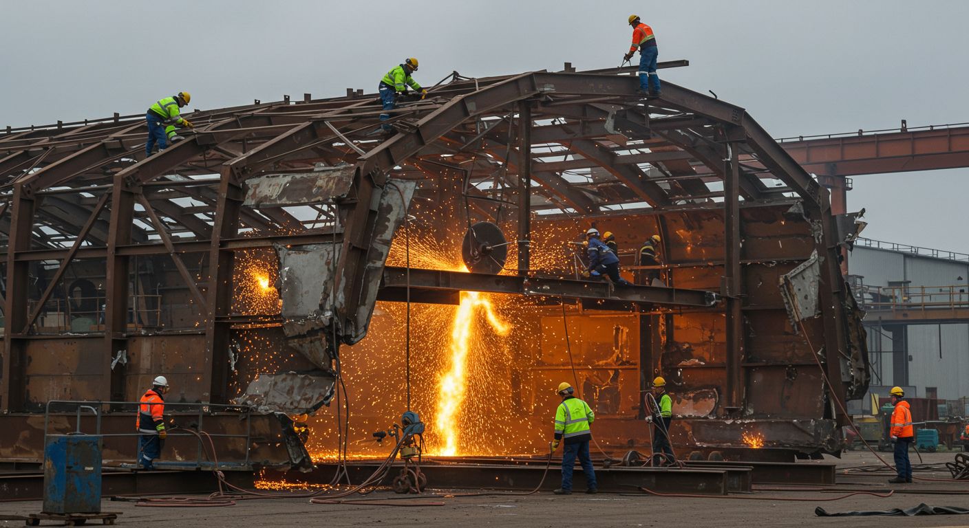 Разборка ангаров с применением газорезки Демонтаж ангаров газорезкой