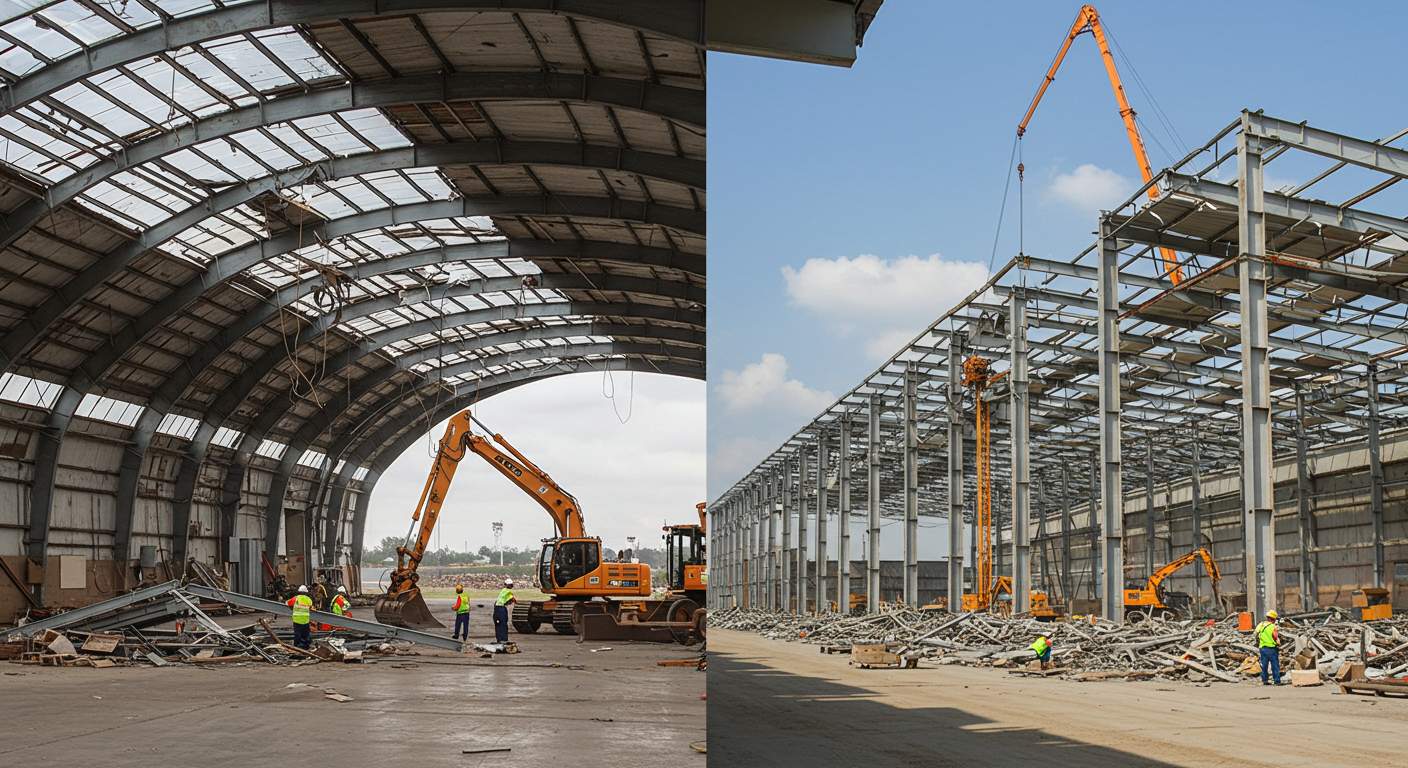 Демонтаж ангара и разборка склада